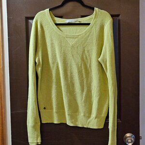 Light Green Waffle-Knit Pullover Athleta Sweater Crew Neck Long Sleeve Women S